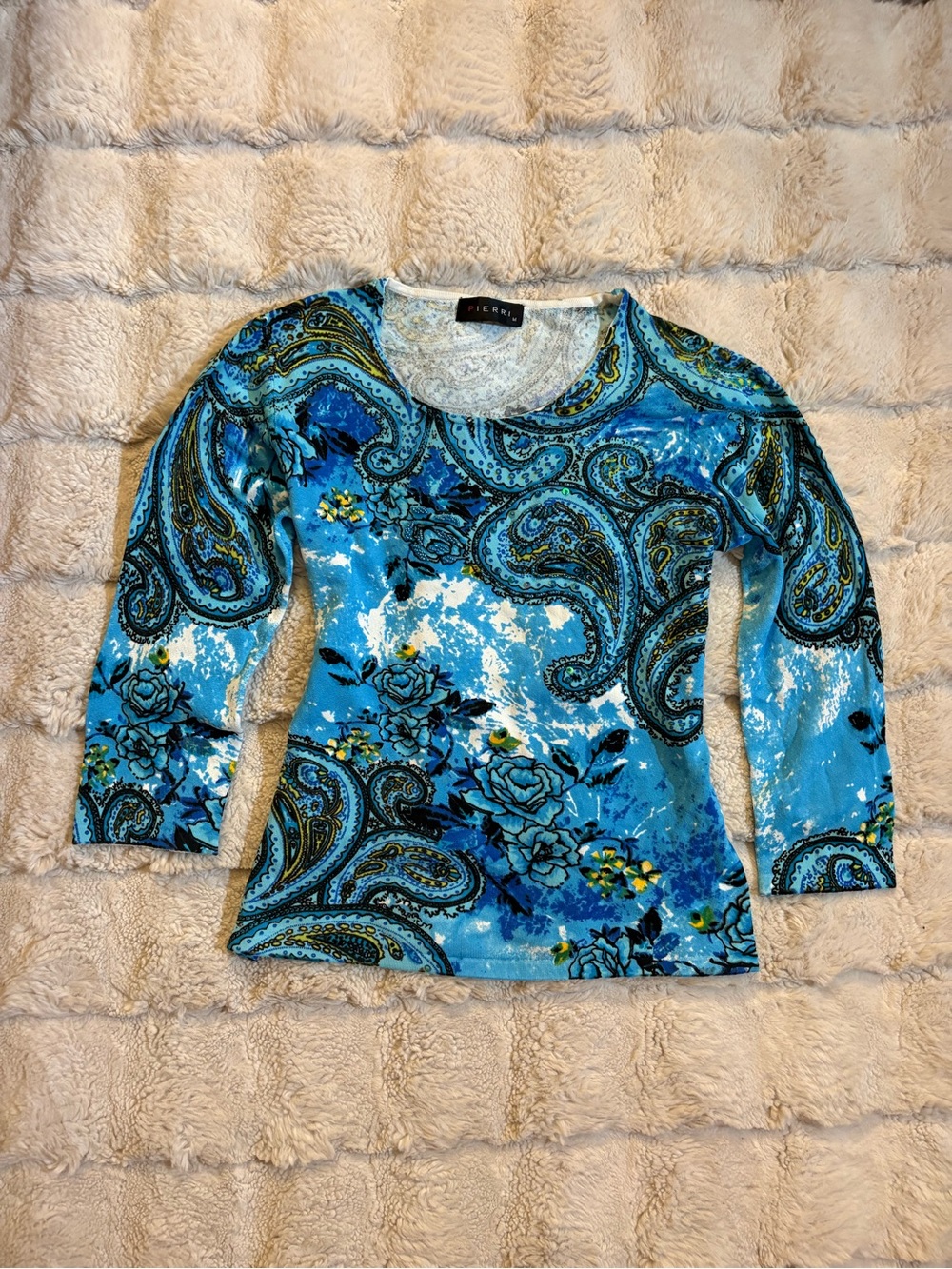 Blue Paisley & Floral Long Sleeve Tee